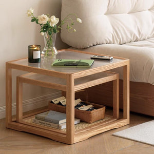 Crystal Natural Solid Oak Coffee Table Set - Oak Furniture Store