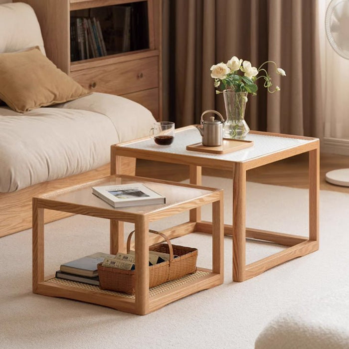 Crystal Natural Solid Oak Coffee Table Set