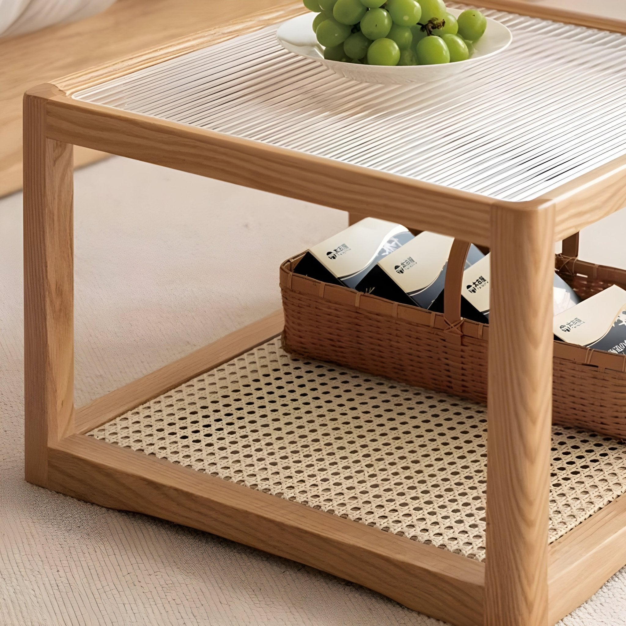 Crystal Natural Solid Oak Coffee Table Set | glass coffee table with NZ delivery | Oak Furniture Store