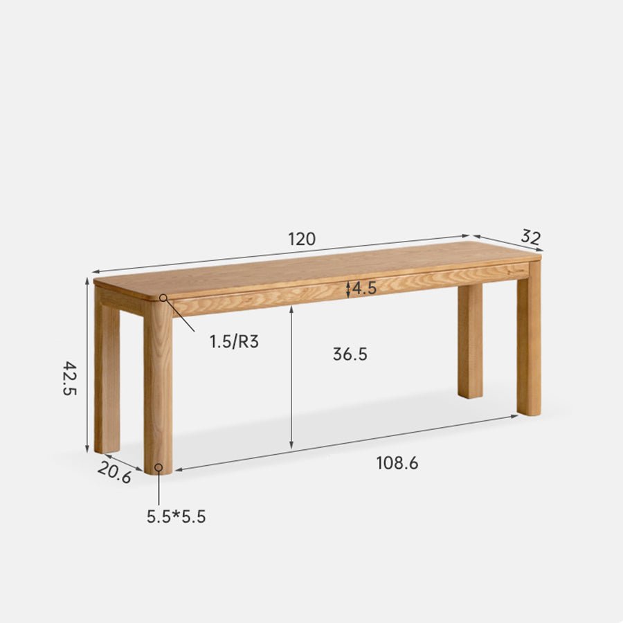 Cuba Natural Solid Ash Dining Bench | Oak Furniture Store