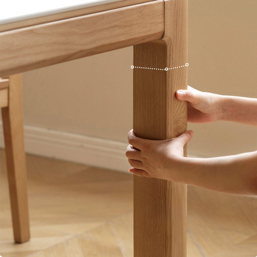 Cuba Natural Solid Ash Dining Table with Ceramic Top | Oak Furniture Store