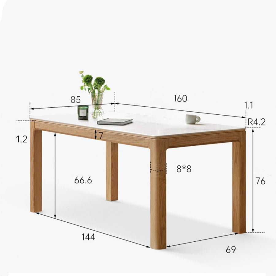 Cuba Natural Solid Ash Dining Table with Ceramic Top | Oak Furniture Store