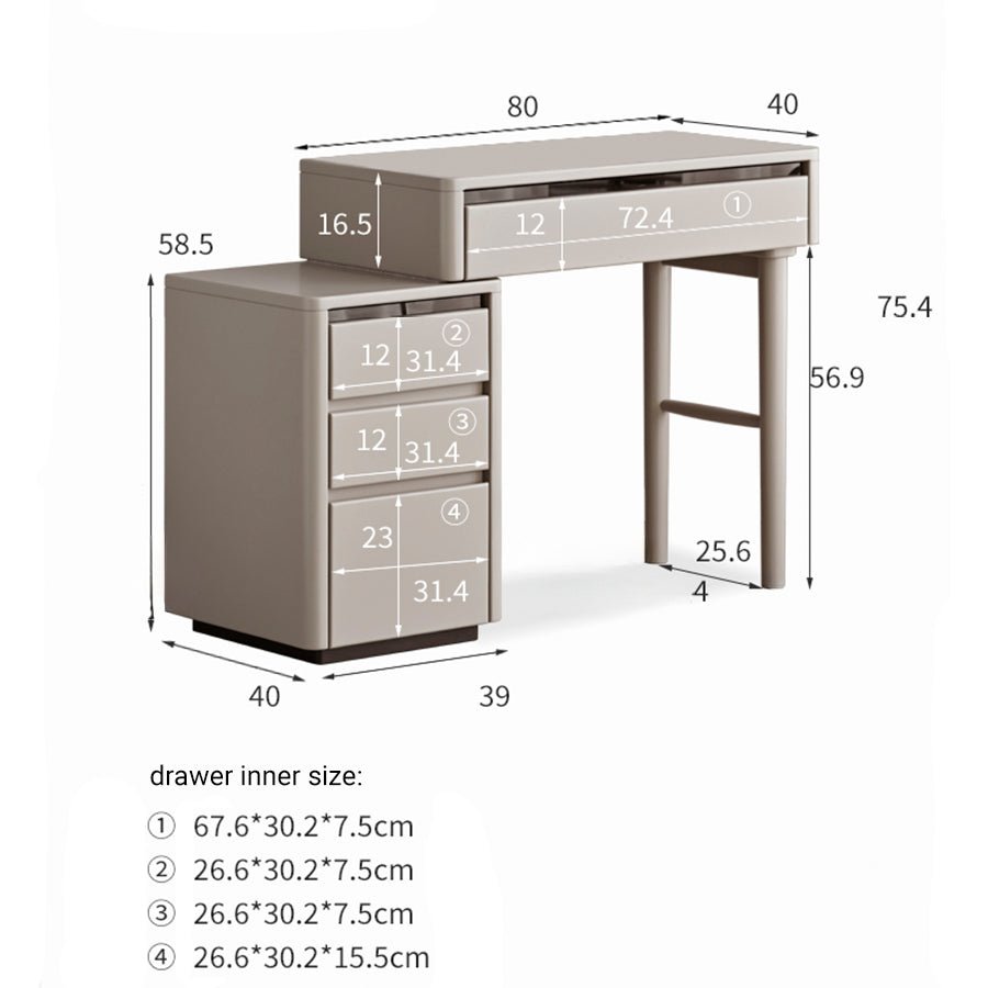 Daejeon Solid Tulip Poplar Extending Dressing Table | Oak Furniture Store
