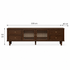 Dark walnut TV unit dimensions showing 220 cm width, 40 cm depth and 54 cm height with fluted glass doors and four storage drawers.