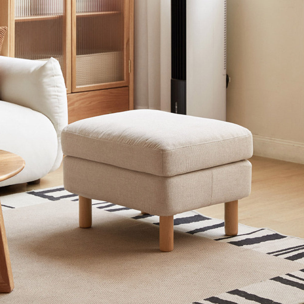 Versatile fabric ottoman with removable cover and timber legs. Ideal footrest or stool for Aussie sofas. Shop now online.