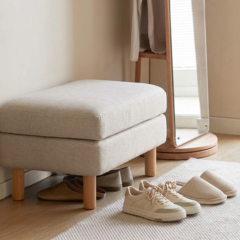Versatile fabric ottoman with removable cover and timber legs. Ideal footrest or stool for Aussie sofas. Shop now online.