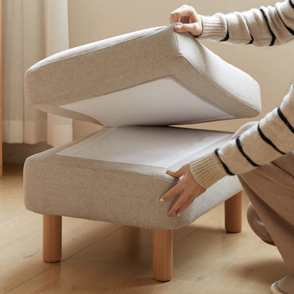 Versatile fabric ottoman with removable cover and timber legs. Ideal footrest or stool for Aussie sofas. Shop now online.