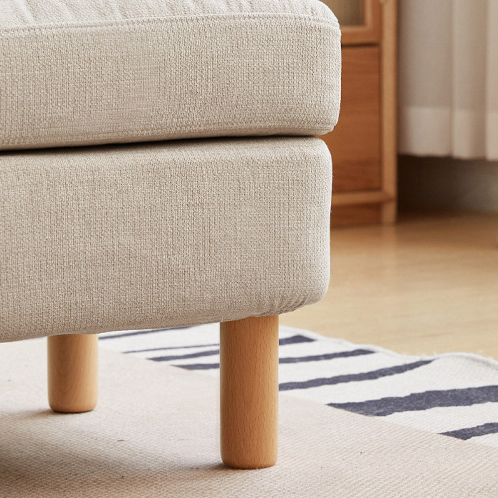 Versatile fabric ottoman with removable cover and timber legs. Ideal footrest or stool for Aussie sofas. Shop now online.
