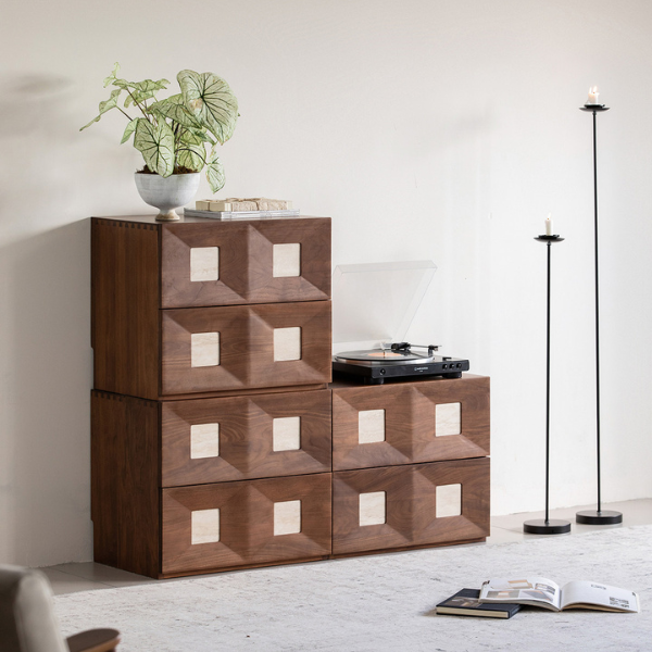 Derby Natural Solid Walnut Modular Storage Cabinet