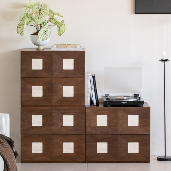 Derby Natural Solid Walnut Modular Storage Cabinet