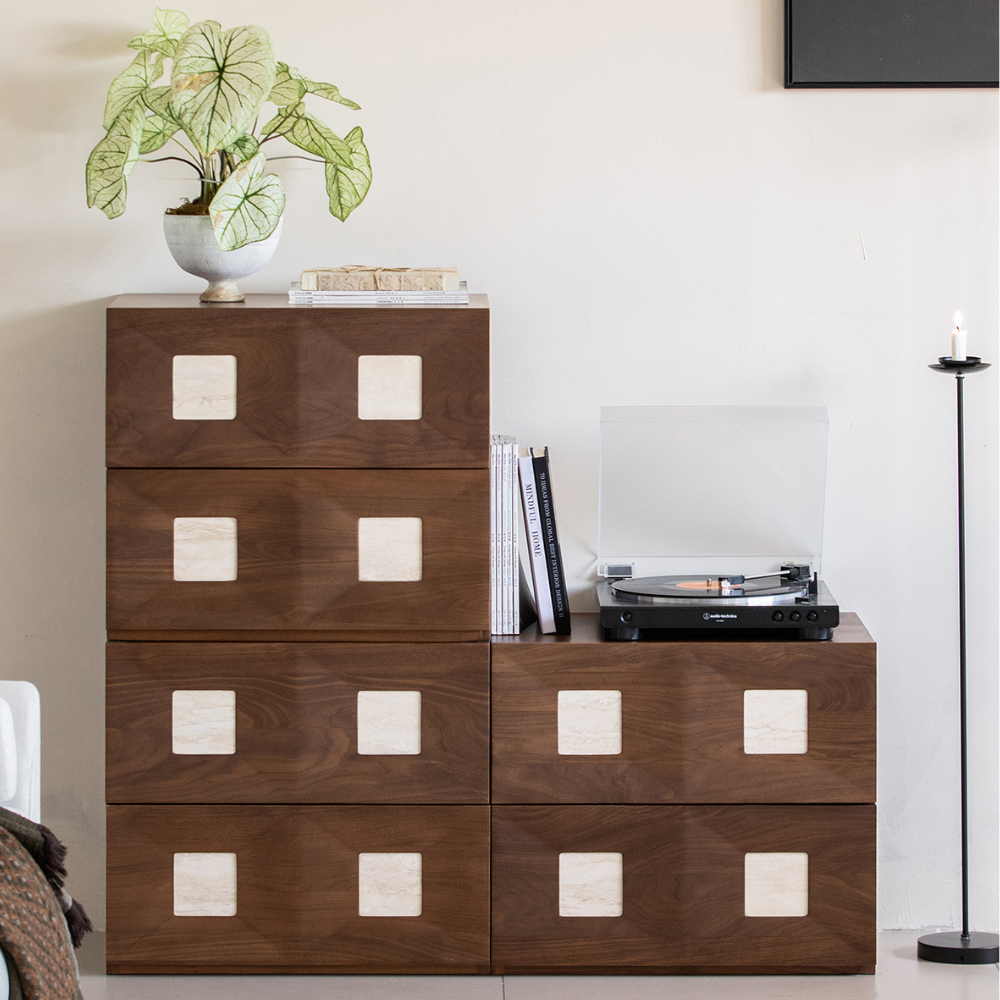 Derby Natural Solid Walnut Modular Storage Cabinet