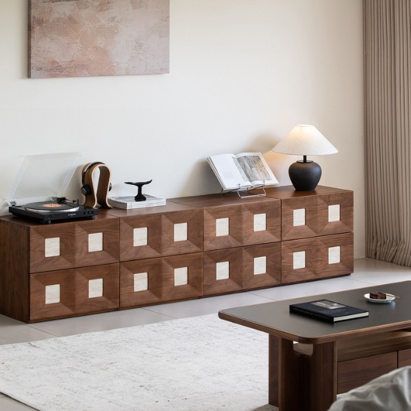 Derby Natural Solid Walnut Modular Storage Cabinet