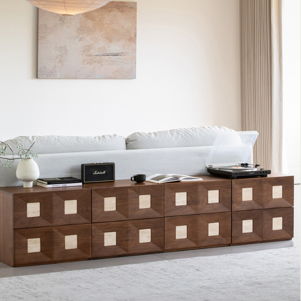 Derby Natural Solid Walnut Modular Storage Cabinet