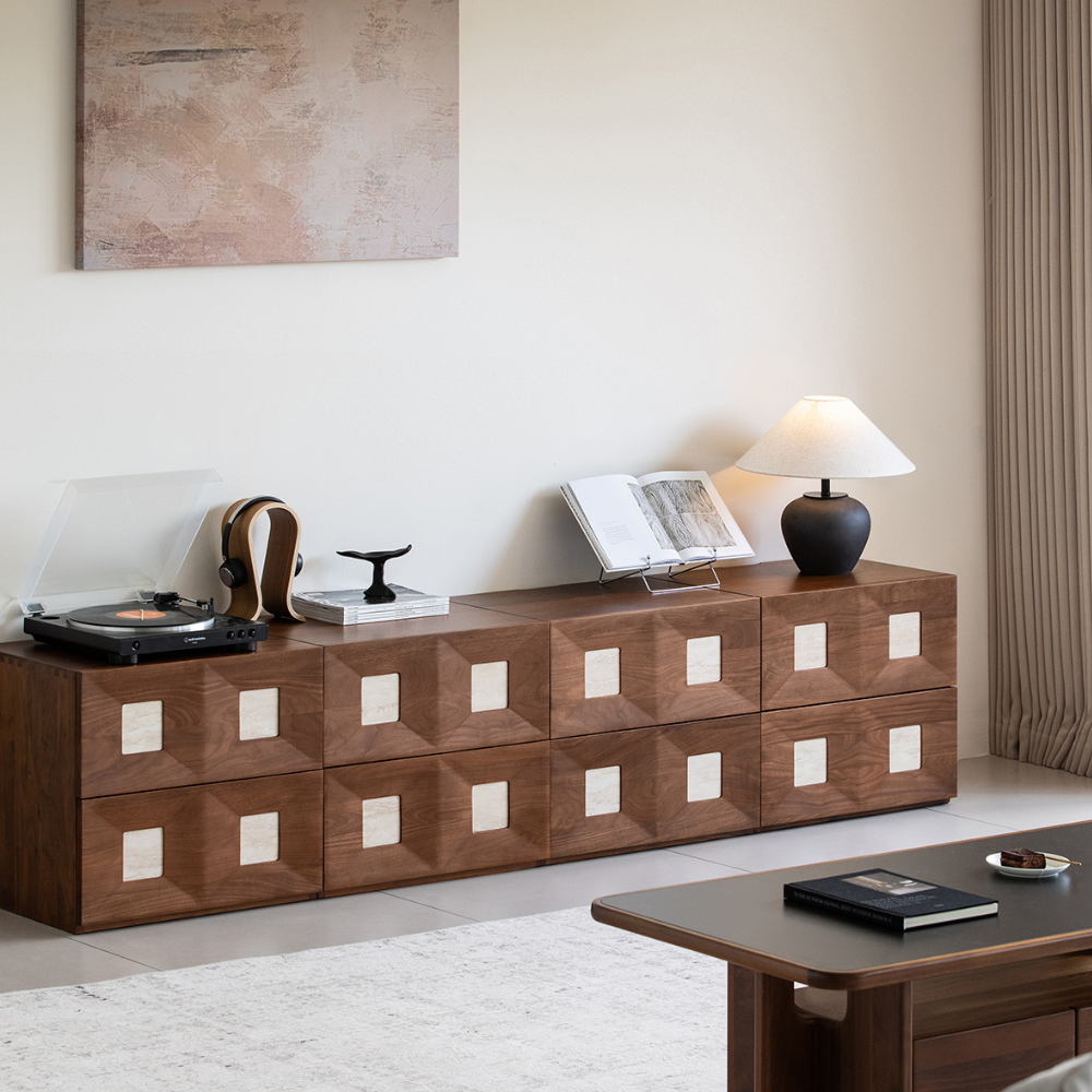 Derby Natural Solid Walnut Modular Storage Cabinet