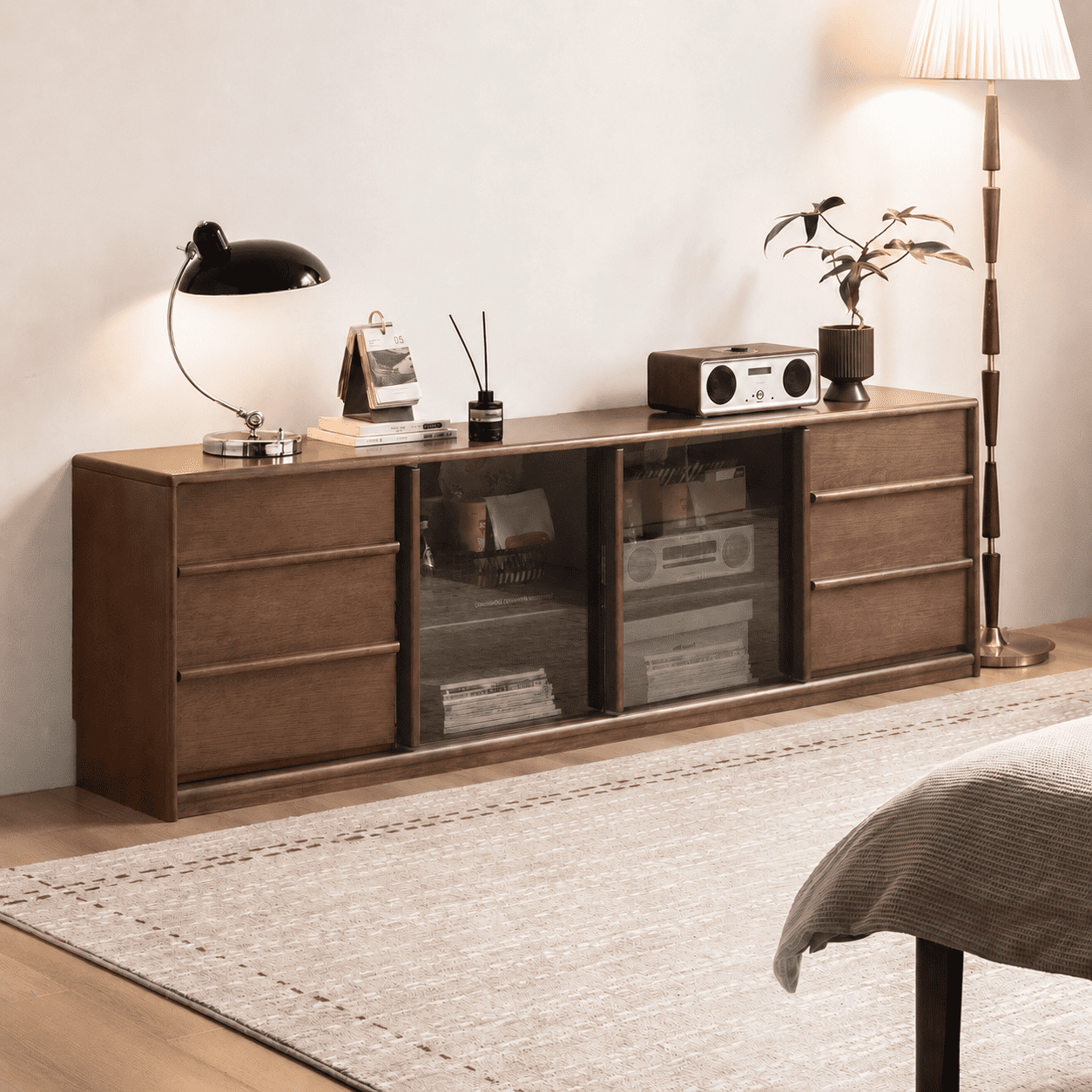 Derry Natural Solid Walnut Entertainment Unit