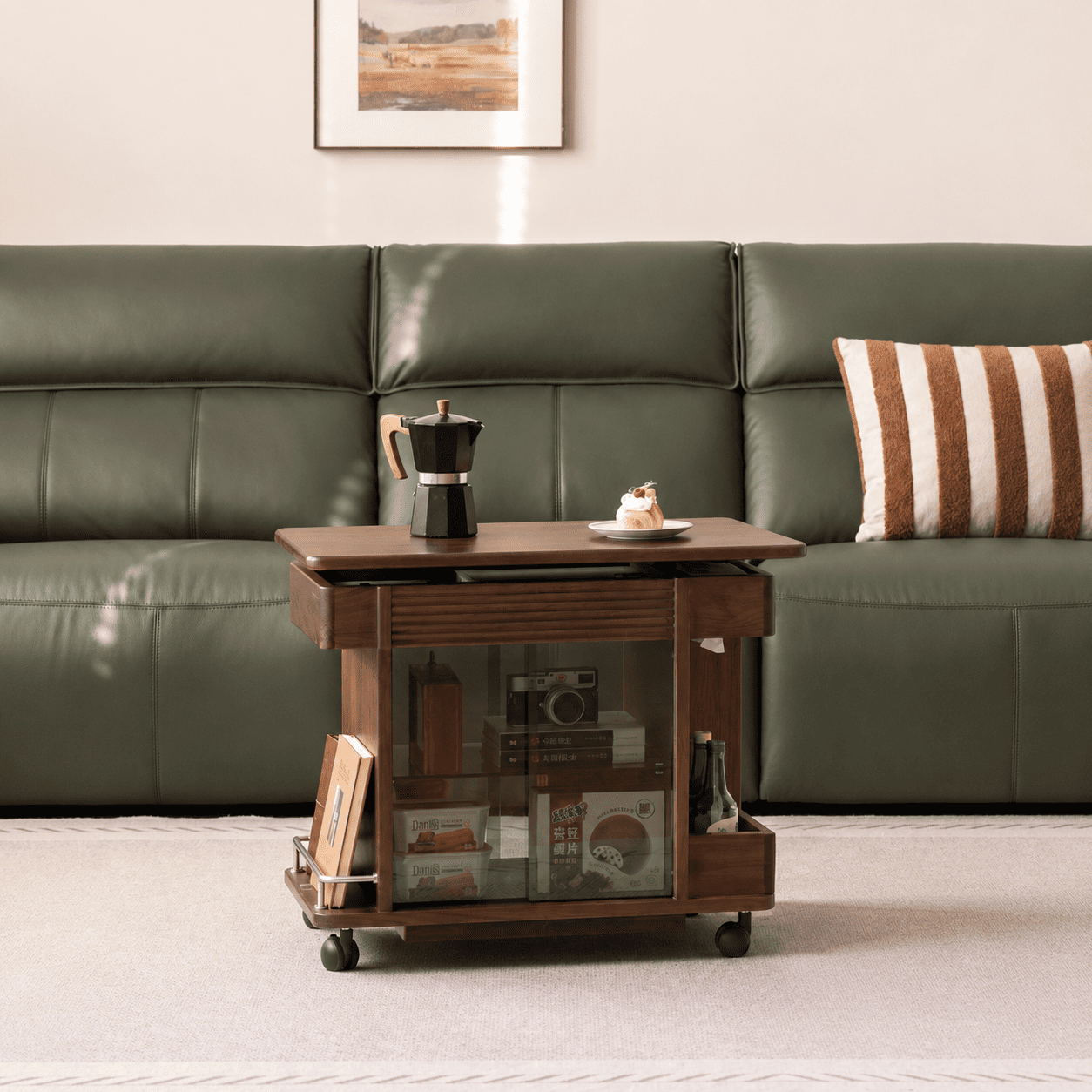 Derry Natural Solid Walnut Movable Side Table