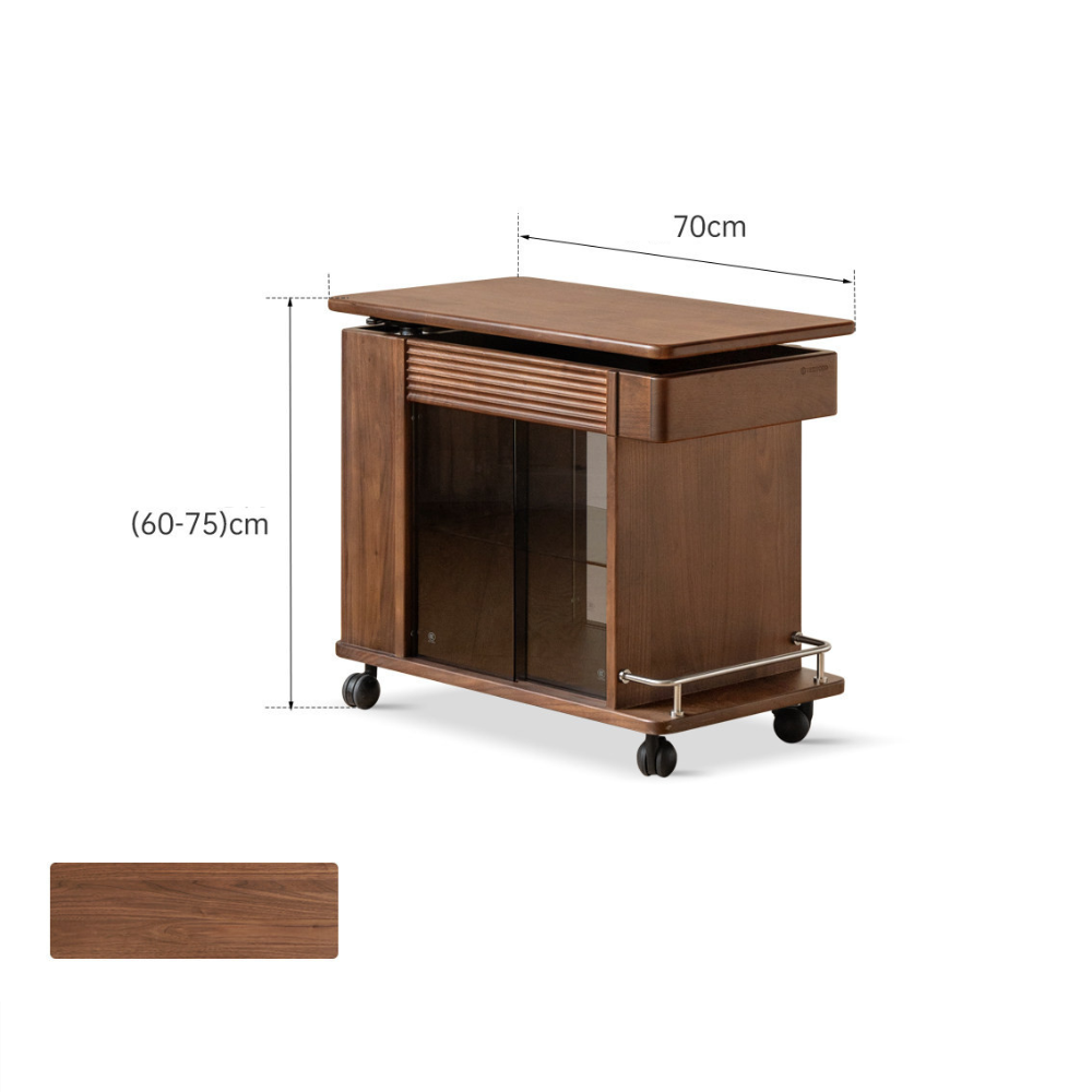 Derry Natural Solid Walnut Movable Side Table