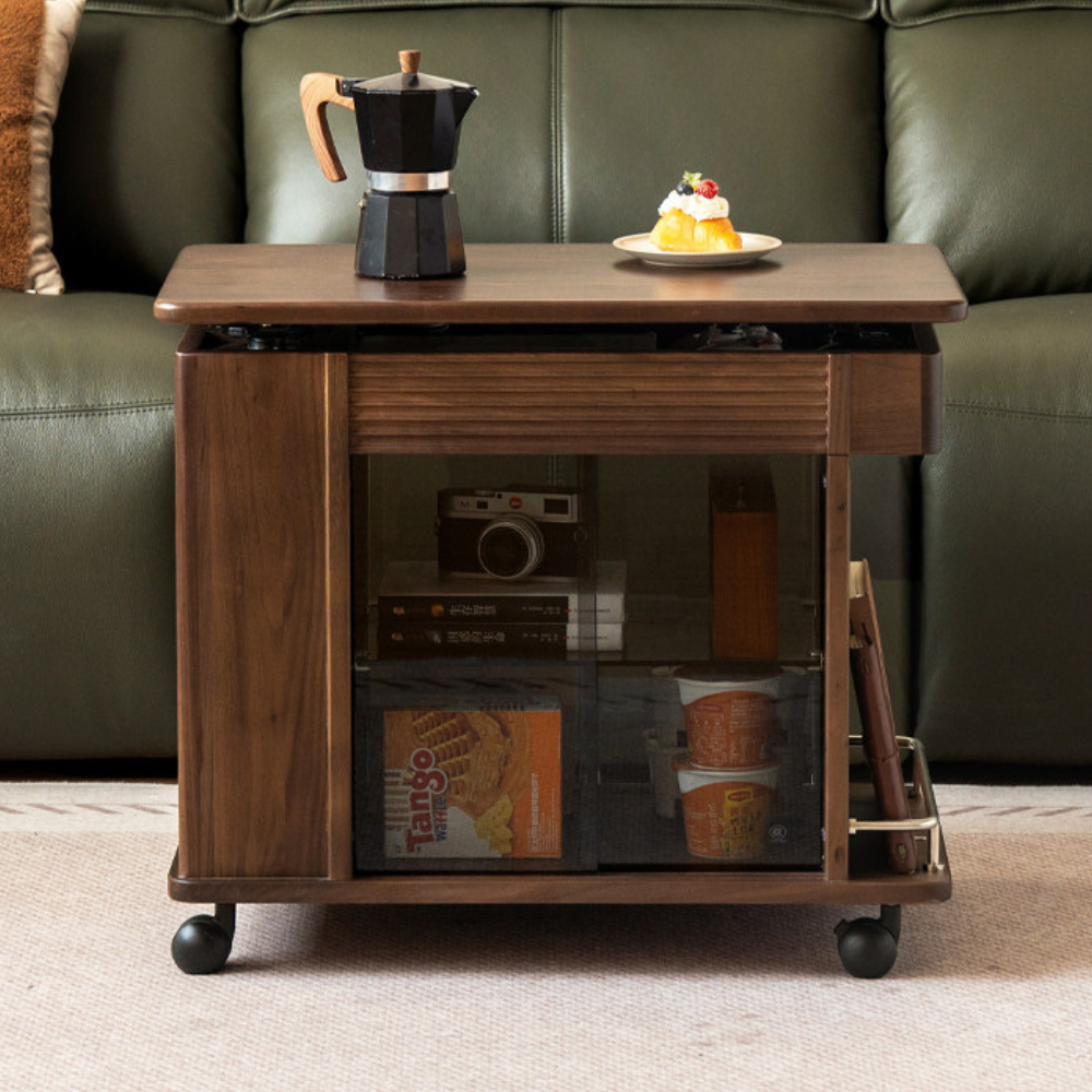 Derry Natural Solid Walnut Movable Side Table