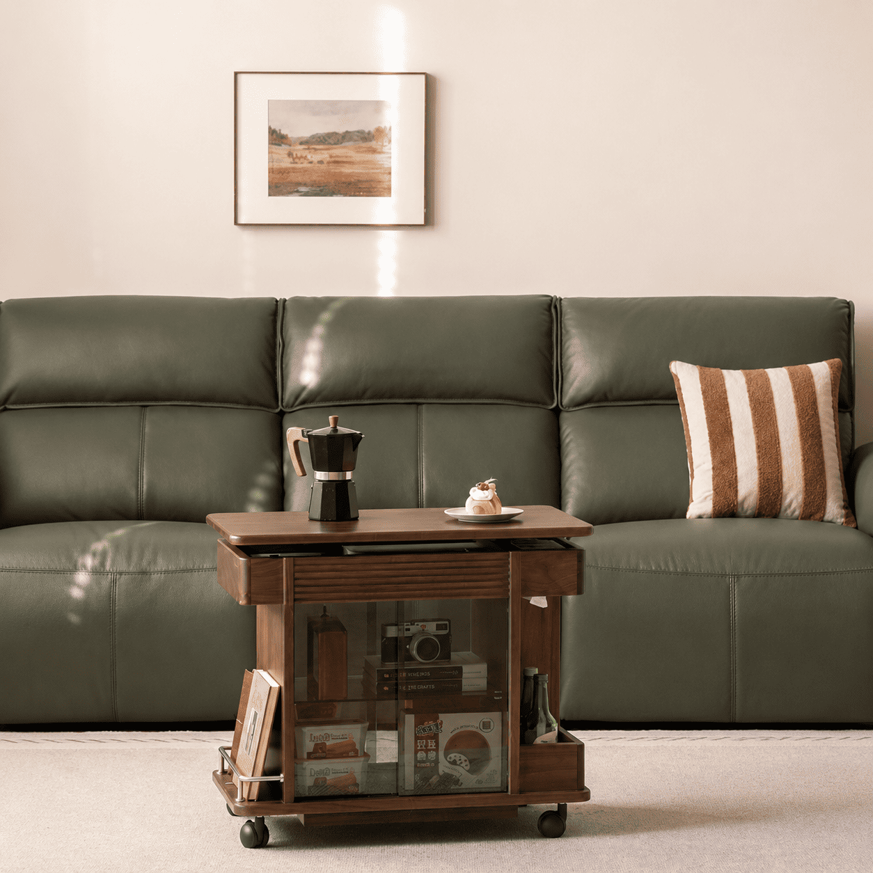 Derry Natural Solid Walnut Movable Side Table