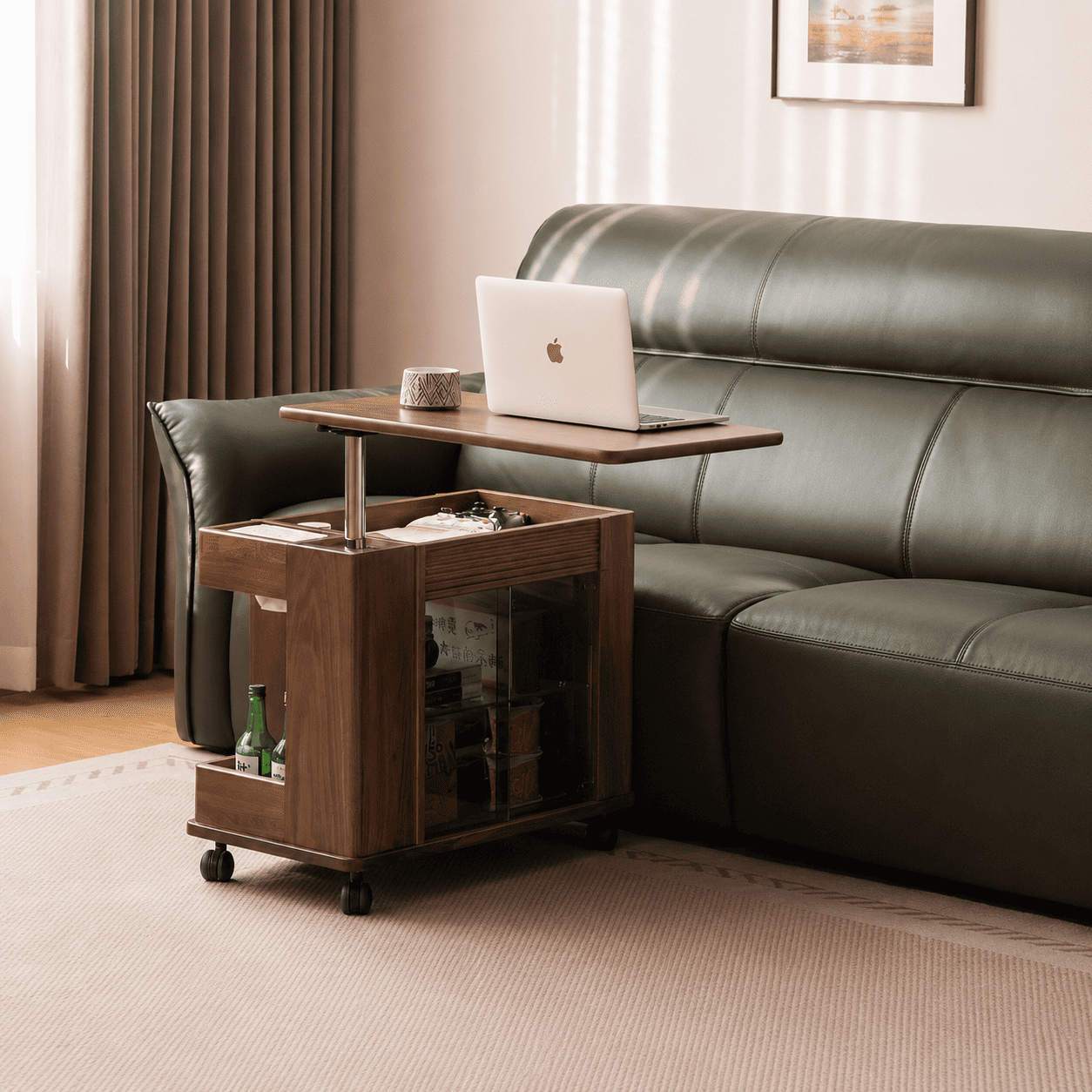 Derry Natural Solid Walnut Movable Side Table