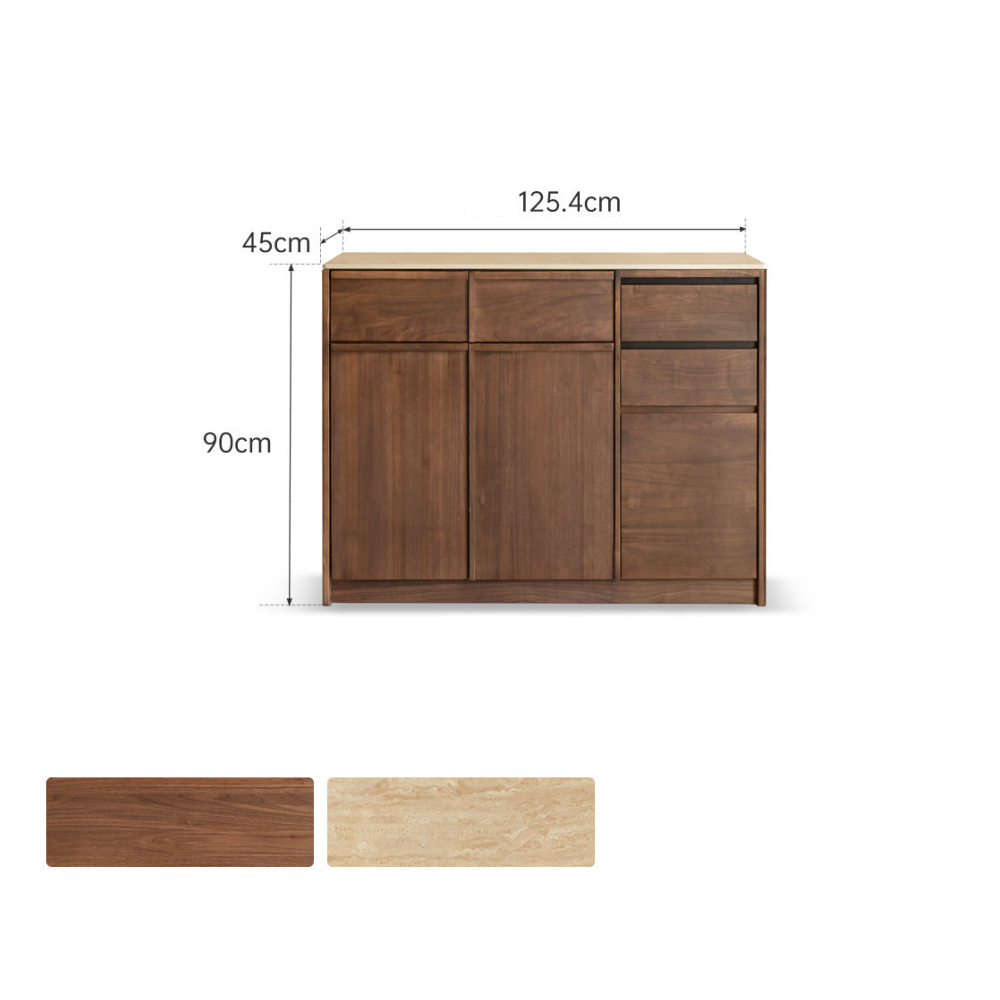 Derry Natural Solid Walnut Sideboard with Hutch Dresser