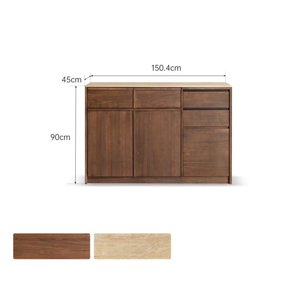 Derry Natural Solid Walnut Sideboard with Hutch Dresser