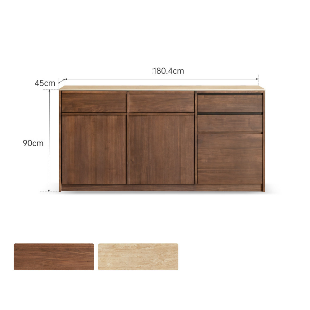 Derry Natural Solid Walnut Sideboard with Hutch Dresser