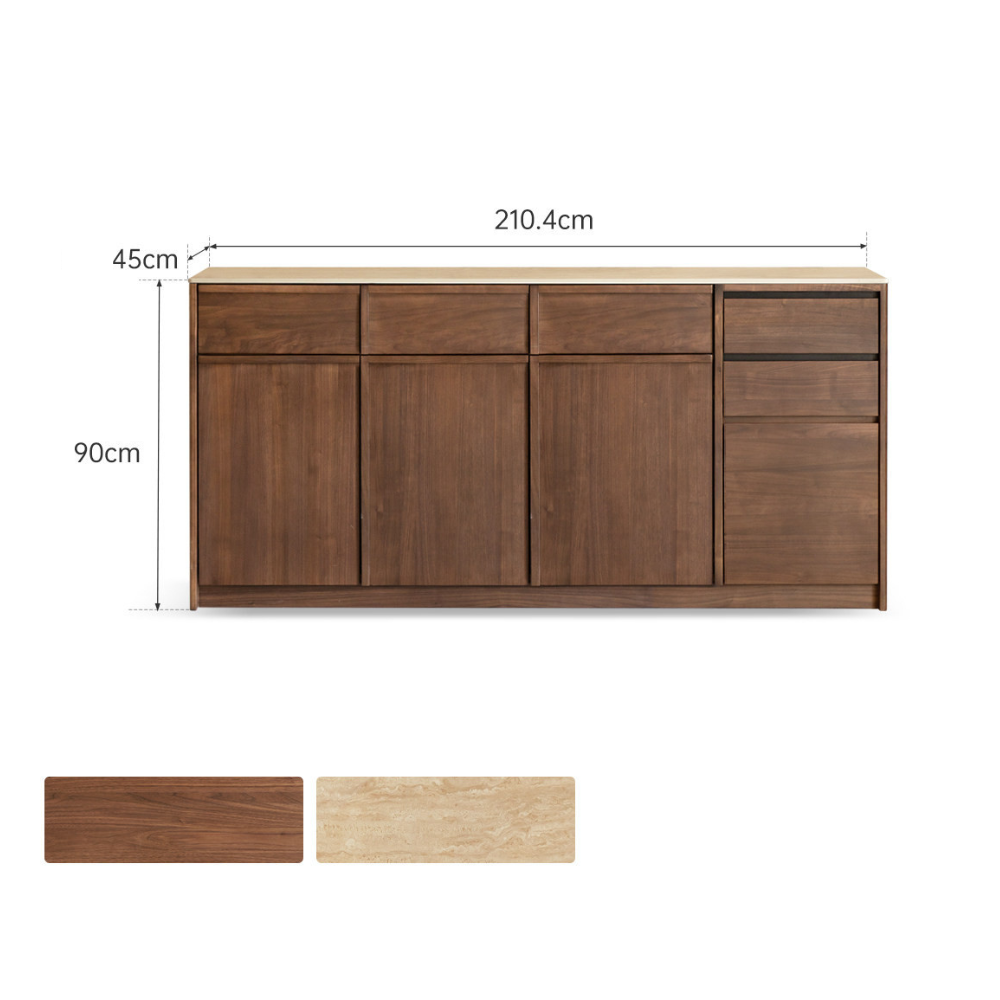 Derry Natural Solid Walnut Sideboard with Hutch Dresser
