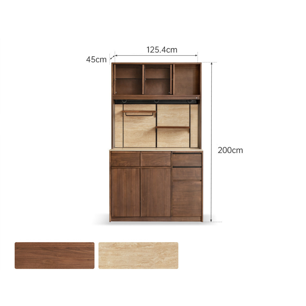 Derry Natural Solid Walnut Sideboard with Hutch Dresser