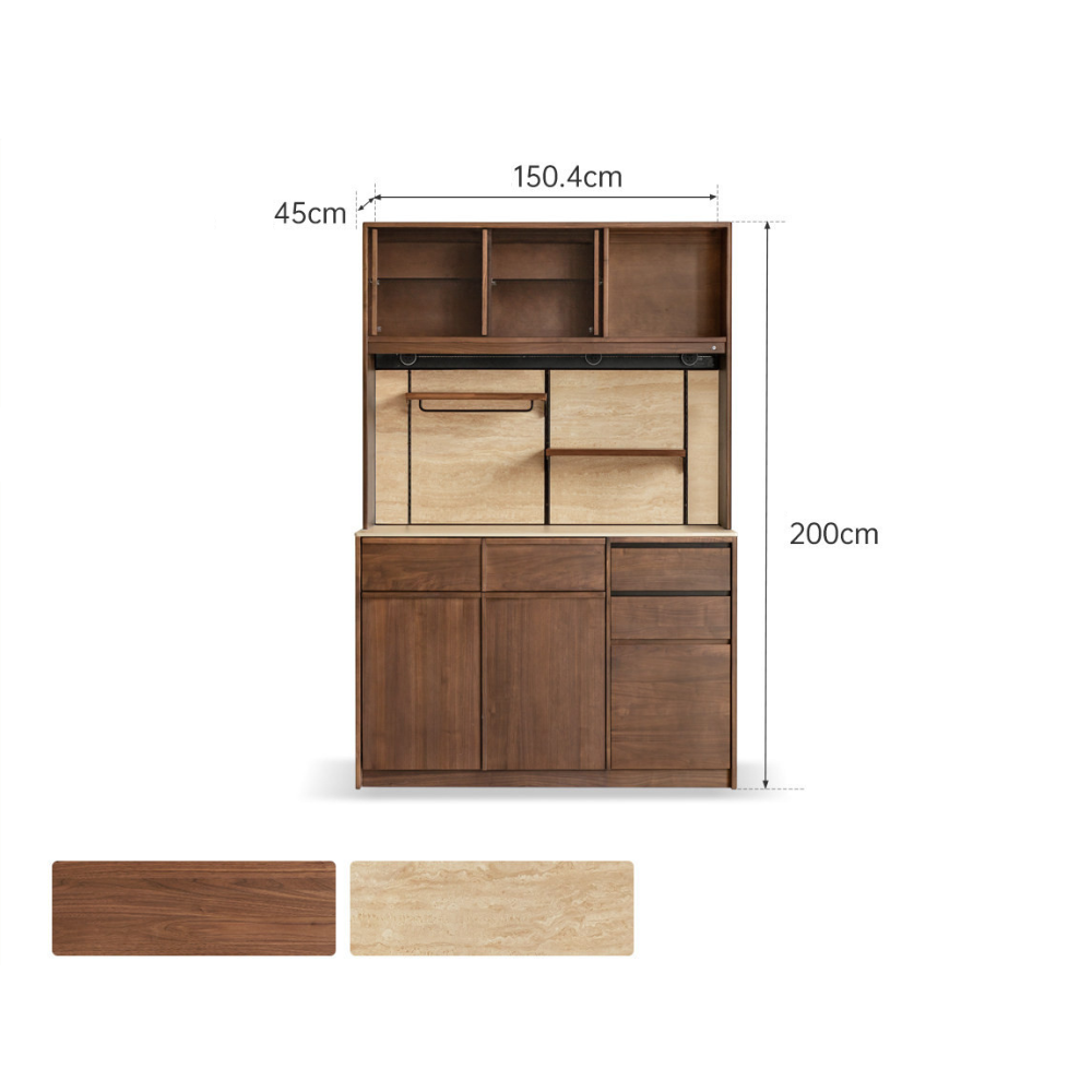Derry Natural Solid Walnut Sideboard with Hutch Dresser