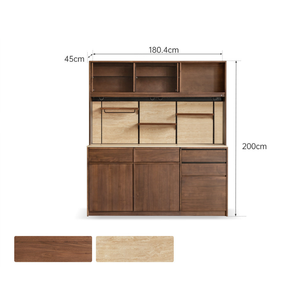 Derry Natural Solid Walnut Sideboard with Hutch Dresser