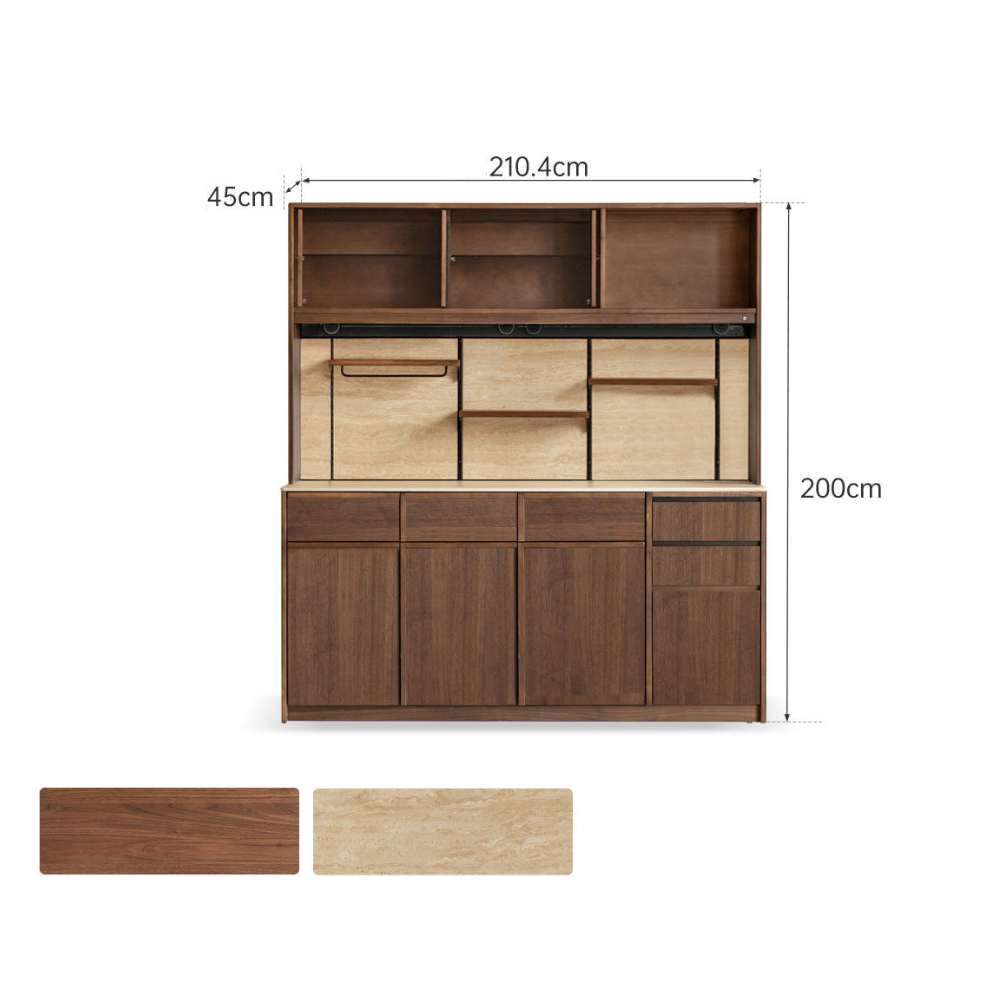 Derry Natural Solid Walnut Sideboard with Hutch Dresser