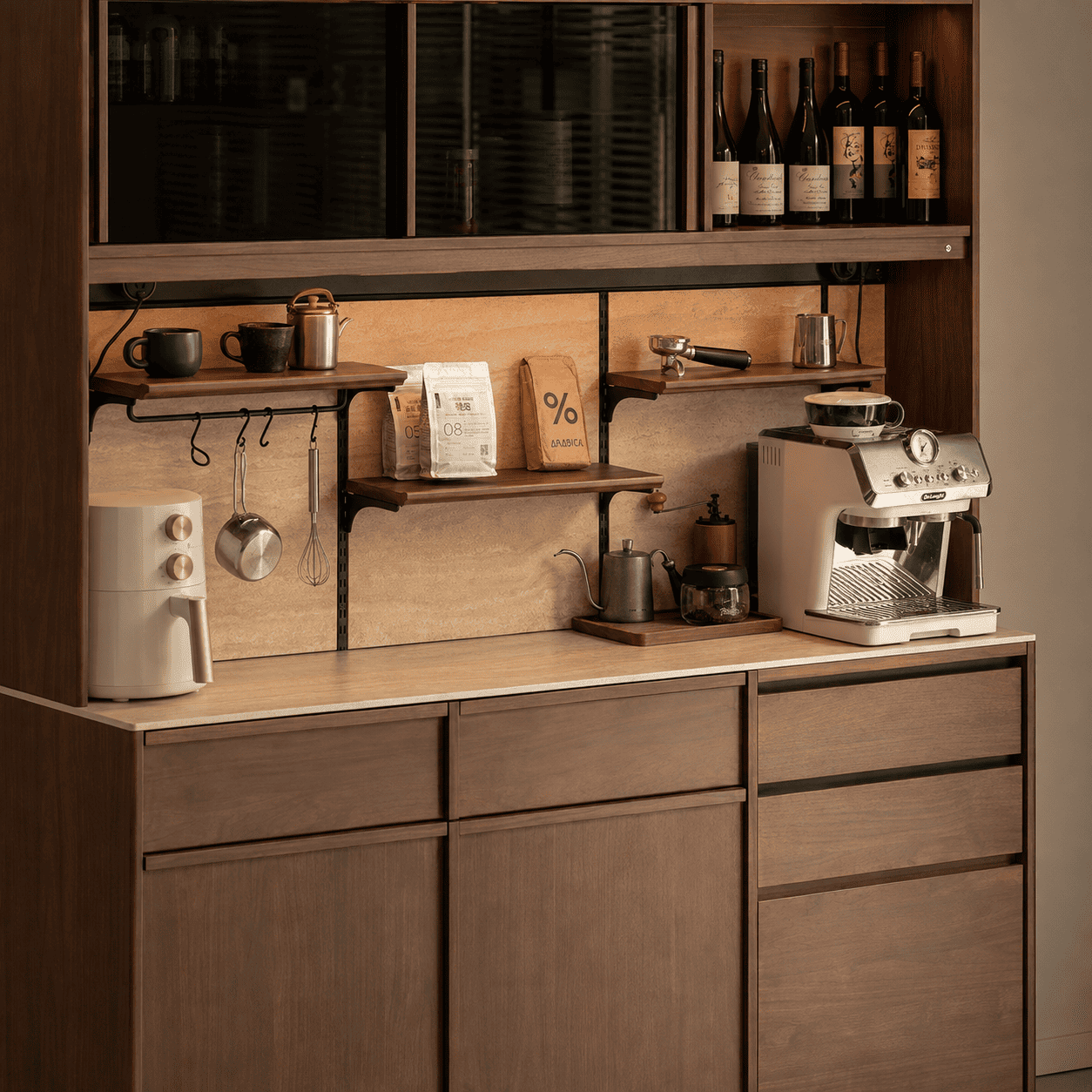 Derry Natural Solid Walnut Sideboard with Hutch Dresser