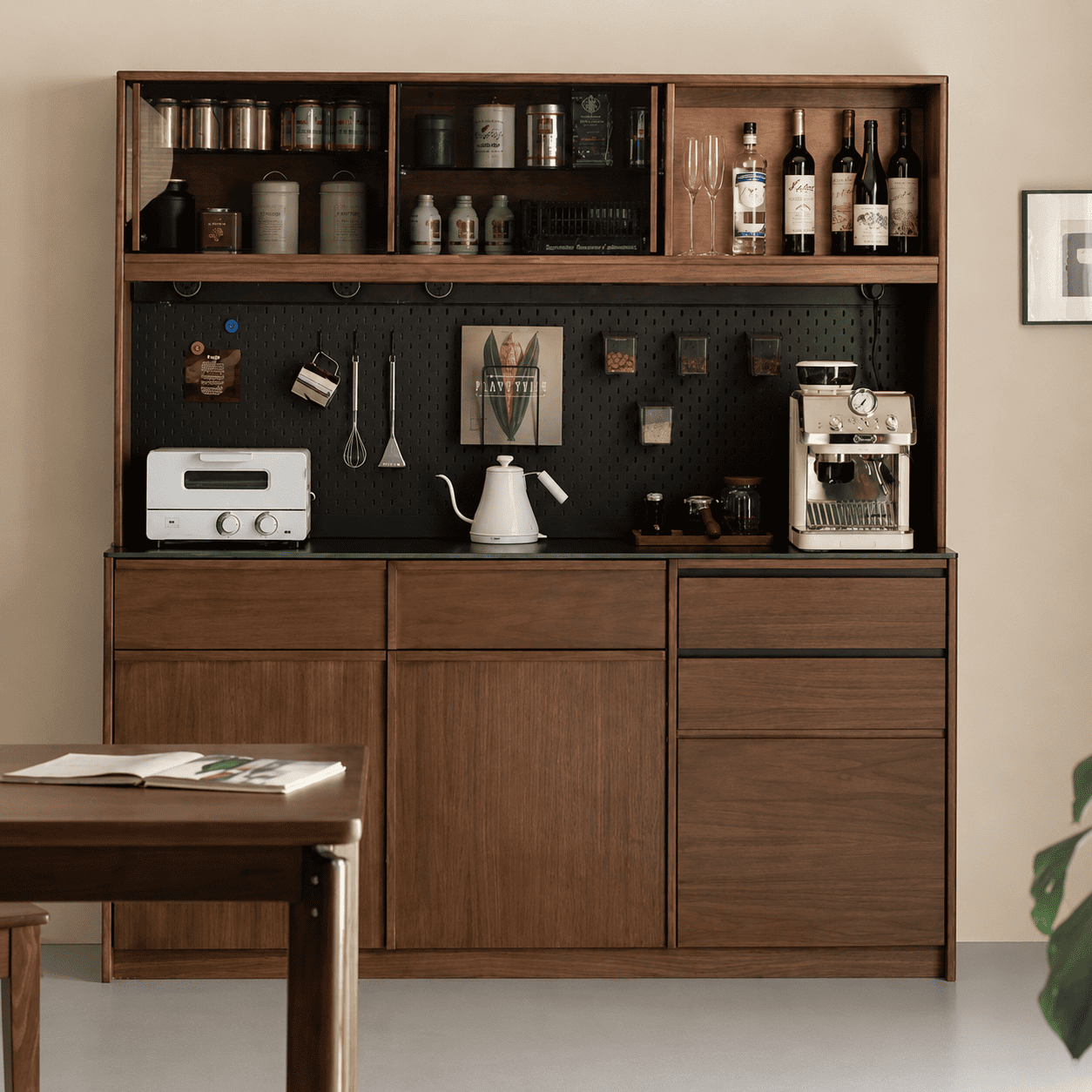Derry Natural Solid Walnut Sideboard with Hutch Dresser Design Two