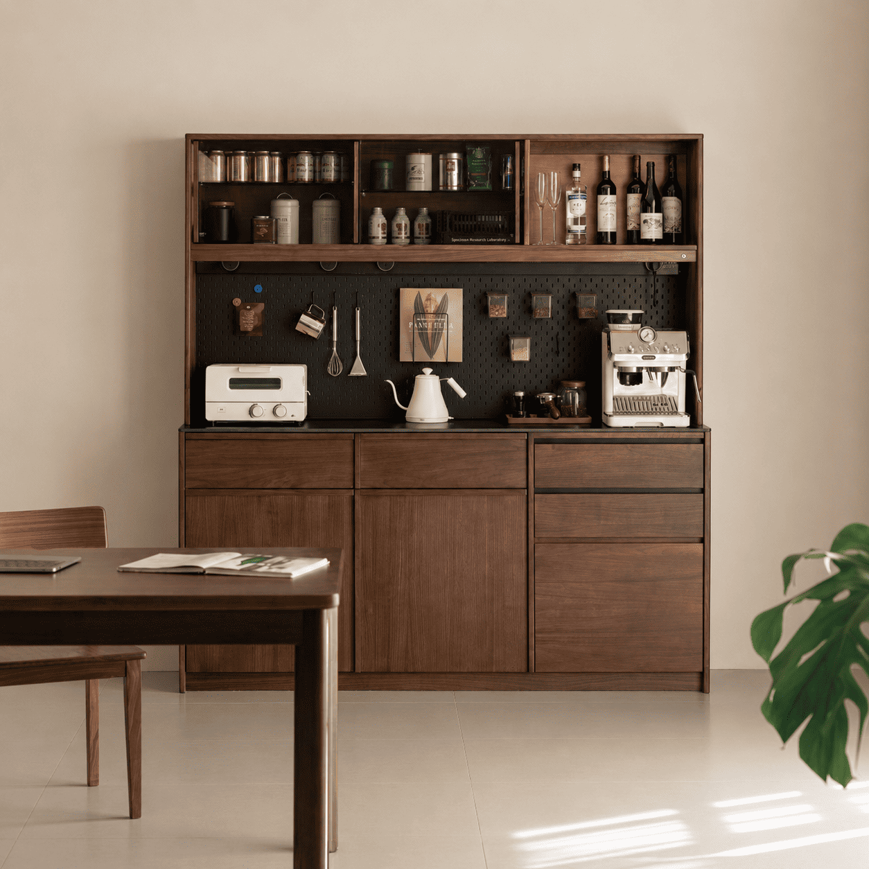 Derry Natural Solid Walnut Sideboard with Hutch Dresser Design Two