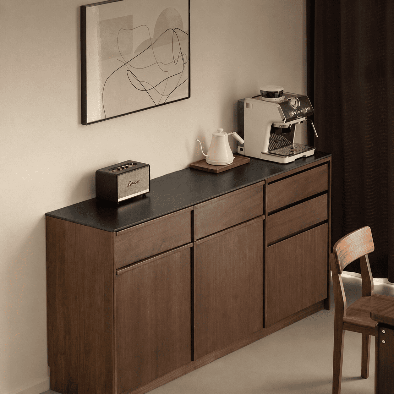 Derry Natural Solid Walnut Sideboard with Hutch Dresser Design Two