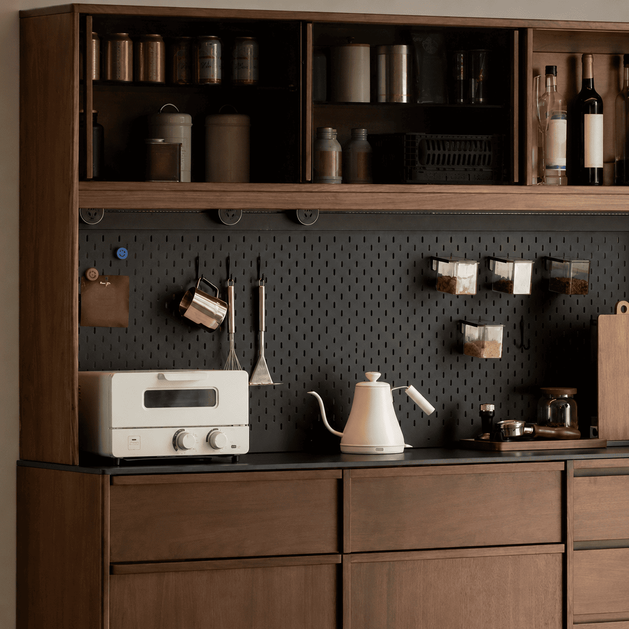 Derry Natural Solid Walnut Sideboard with Hutch Dresser Design Two