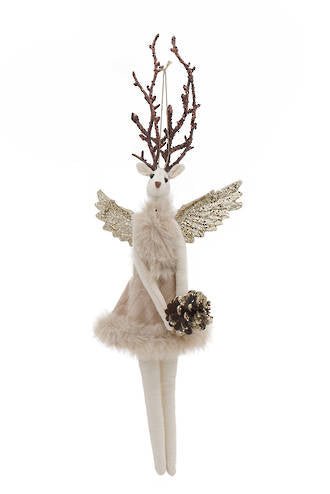 Dhani Hanging Deer Latte Velvet FGA294LATTE - Oak Furniture Store