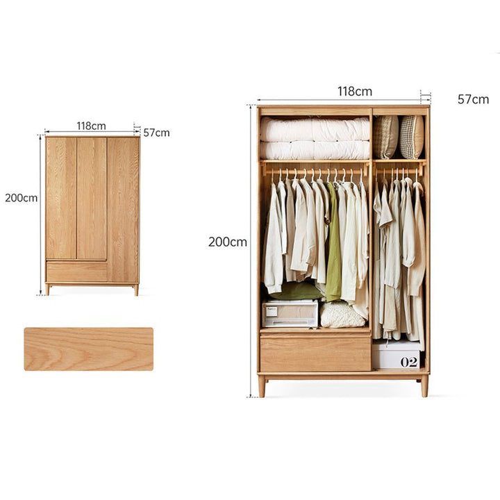 Dorno Solid Oak Wardrobe with Bottom Drawer – Oak Furniture Store New ...