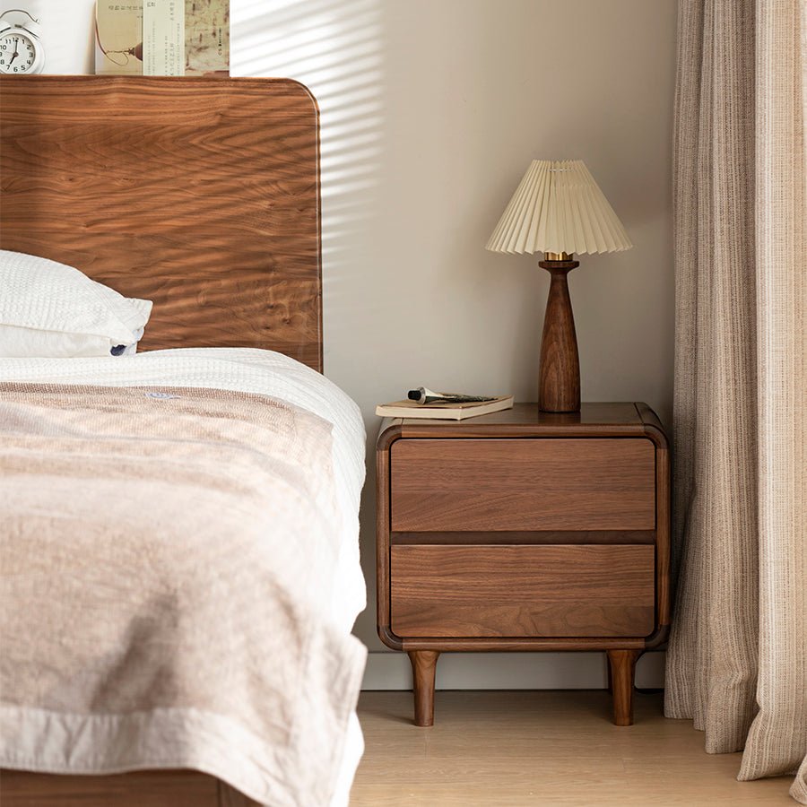 Dover Natural Solid Walnut Bedside Table | Oak Furniture Store
