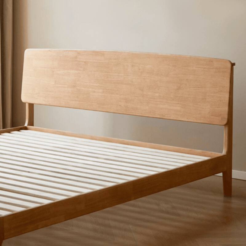 Mirandola Natural Solid Rubber Wood Bed Frame with Adjustable Headboard