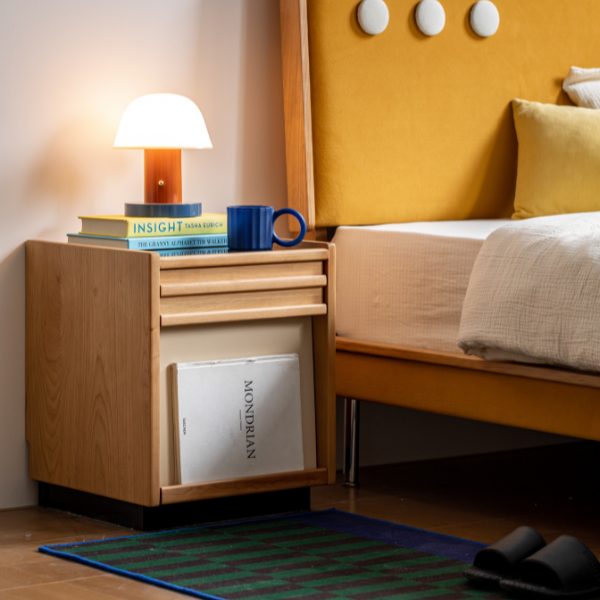 Elmas Natural Solid Cherry Bedside Table