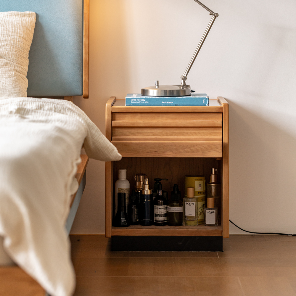 Elmas Natural Solid Cherry Bedside Table