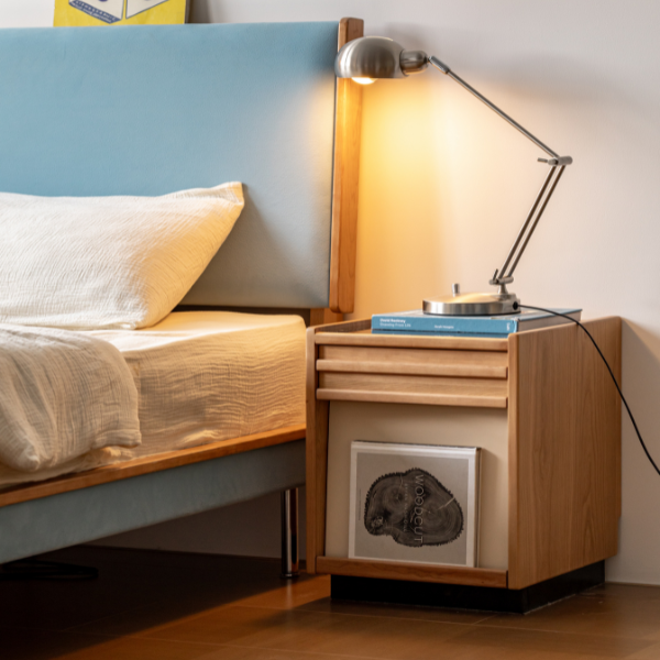 Elmas Natural Solid Cherry Bedside Table