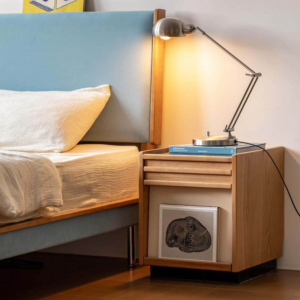 Elmas Natural Solid Cherry Bedside Table
