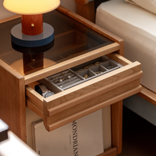 Elmas Natural Solid Cherry Bedside Table