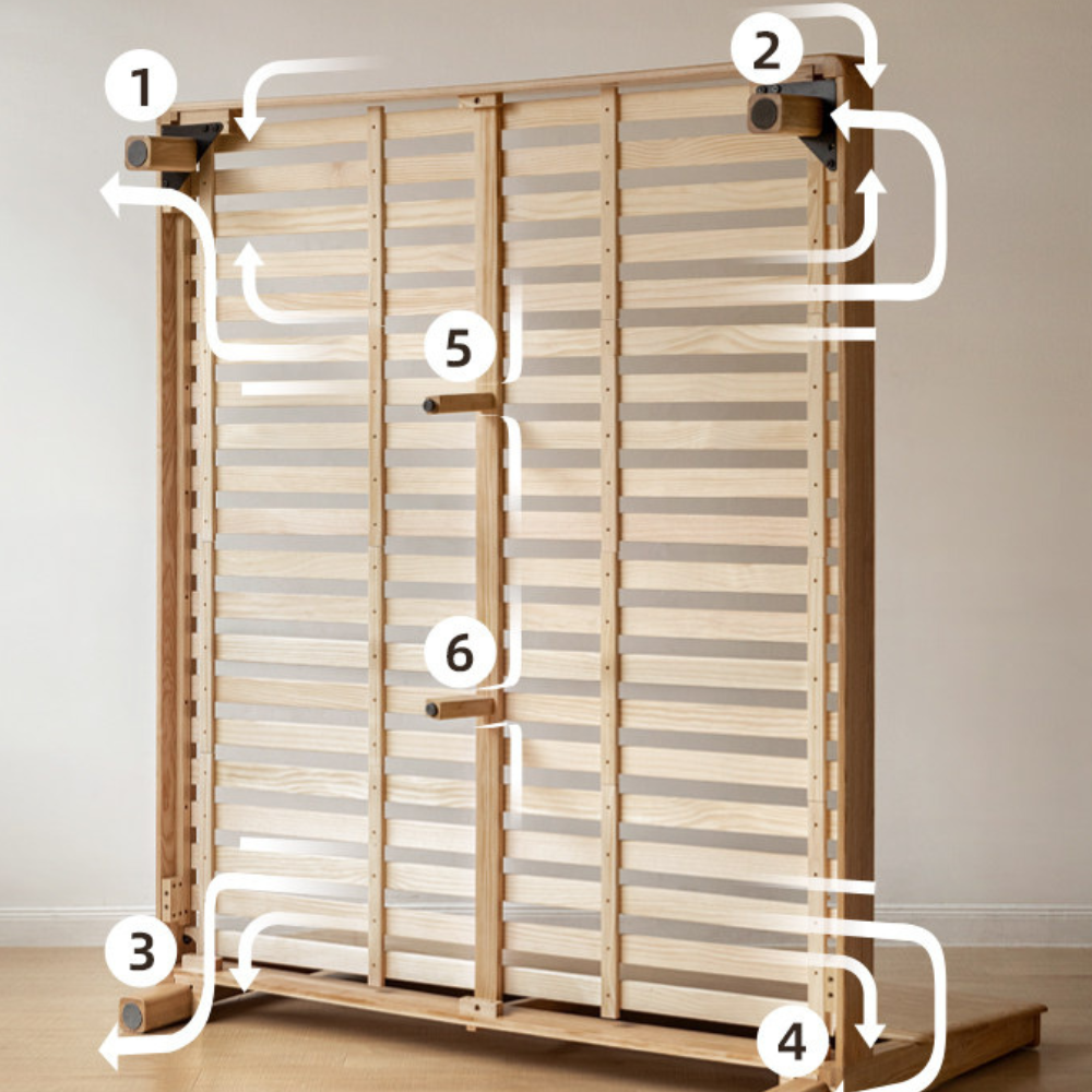 Endrinal Natural Solid Ash Bed Frame with Adjustable Headboard