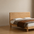 Endrinal Natural Solid Ash Bed Frame with Adjustable Headboard