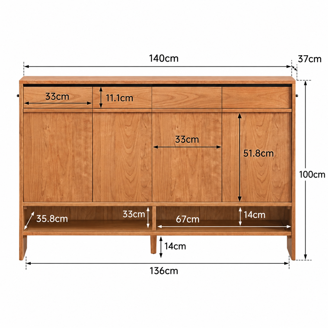Enna Natural Solid Cherry Shoe Cabinet
