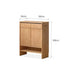 Enna natural solid oak shoe cabinet with drawers, adjustable internal shoe racks, open shelves and side hooks in an entryway